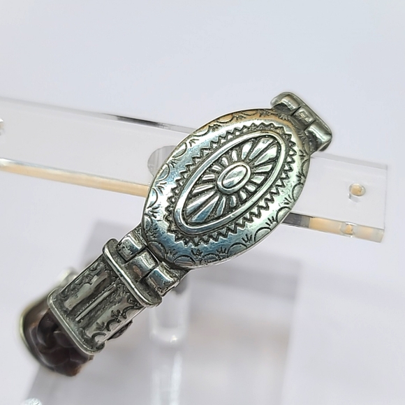 Brighton Vintage 1994 "Braided Conch" Brown Braid Leather w Sunrise Etched Face! - Picture 11 of 14